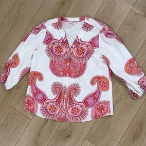 Collection by Cezele Paisley Print Women's Top Pink and Orange